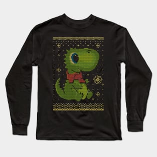 Christmas baby T-rex - ugly sweater Long Sleeve T-Shirt